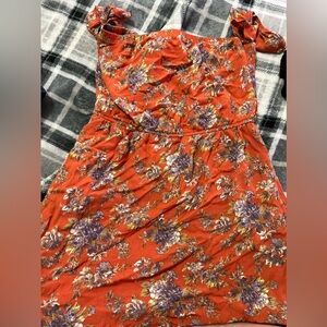 American Eagle Orange and Purple Floral Summer Dress